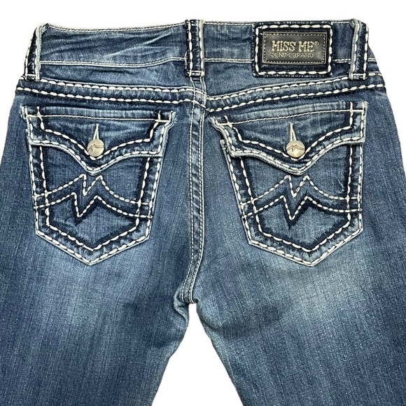 Miss Me Irene Bootcut Jeans Women's 28 Thick Stitching M Flap Pockets Dark Wash - Picture 2 of 10
